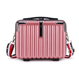 Balakaka Make Up Case, Cosmetic Case, Vanity Case, Beauty Case, Lightweight Hand Luggage, Cosmetic Case with Shoulder Strap for Travel, Excursion, Holiday, Waterproof, Rose Gold