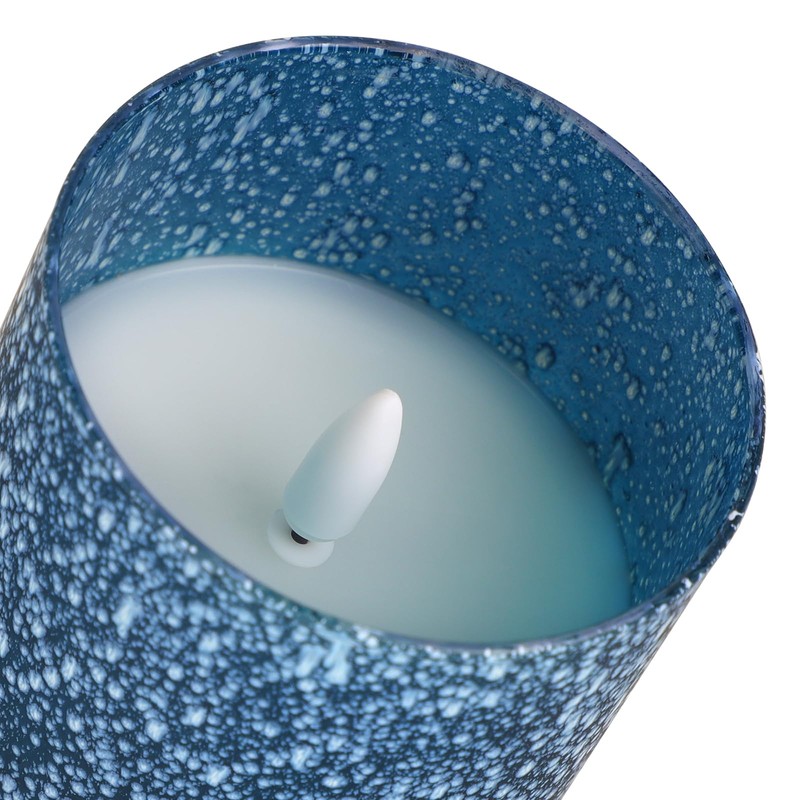 HJANDHJ Blue Flameless Candles with Remote and Timer, Real Wax