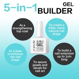 5-in-1 Builder stärkendes Gel 15ml, 2-Pack Builder Gel für Nägel, Aufbaugel für Nägel, UV/LED-Nagellack für Nagelverlängerungen, Verlängerungen, Nagelkunst, Aufkleber, Aufbaugel FüR GelnäGel (Weiß)