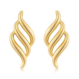 COORWEEL Large Gold Hollowing Geometric Stud Earrings for Women Trendy Vintage Statement Lines Oversized Studs Jewelry