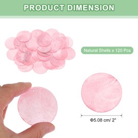 sourcing map 120Pcs Capiz Shells 2" Round Natural Shells with 2 Holes for Seashell Wind Chimes Curtain Shell Garland DIY Craft Wedding Home Decoration, Pink