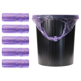Mini Skater 5 Rolls of 100 Pack Medium Garbage Bags Thick Trash Bags Durable Environmental Cleaning Waste Plastic Home Kitchen Tool for Bathroom Bedroom Home Kitchen Office Garden(Purple)