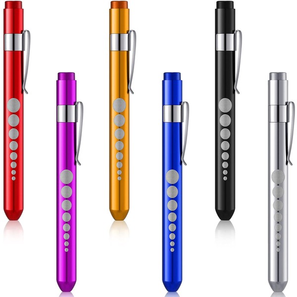 6 lápices de luz LED reutilizables para el cuidado del hogar, pilas incluidas (negro, rojo, azul, morado, oro y plata)