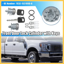 REPAIROCK 1Pair Front Door Lock Cylinder Tumbler W/Key for Ford F150 F250 F350 Explorer Expedition for Ranger for Lincoln No.7C3Z1521990A Left Right Door Lock W/Clip Auto Replacement Parts