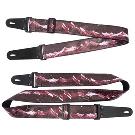 Czzmy Adjustable Guitar Strap Includes 2 Strap Locks & 2 Matching Picks.Leather ends Guitar Shoulder Strap Suitable for Acoustic Guitar,Electric Guitar,Gift for Guitarist(1-Hill Red)