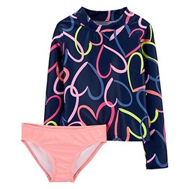 Carter's Girls' 2-Piece Rash Guard (2T, Hearts/Pink/Multi), Hearts/Pink/Multicoloured