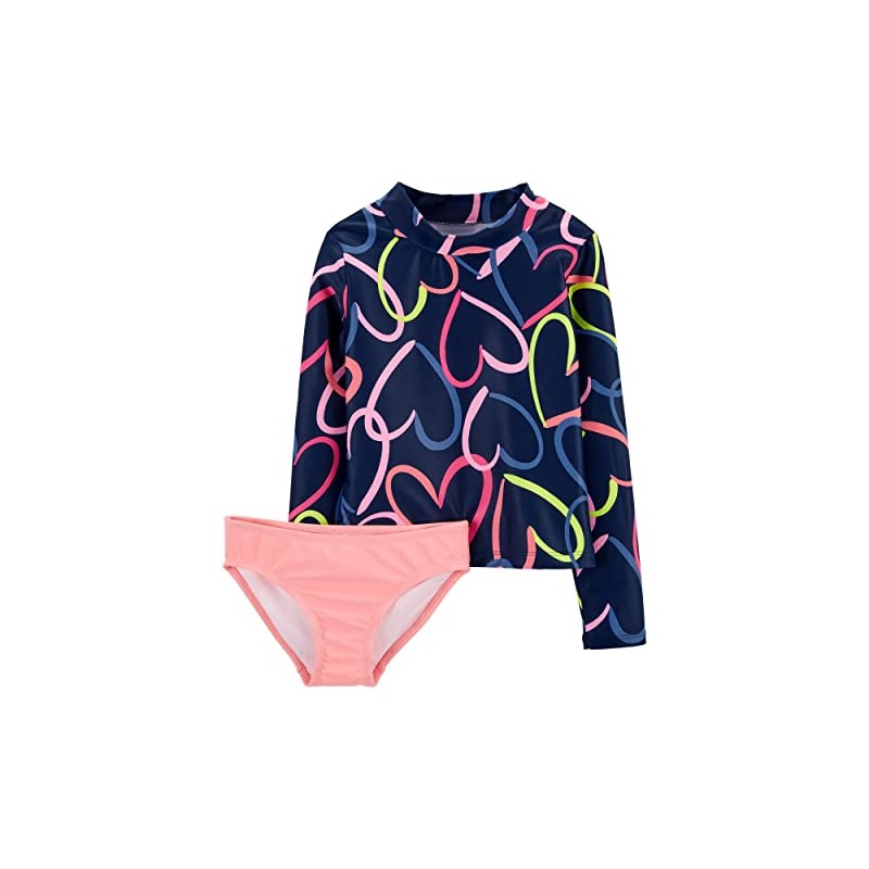 Carter's Girls' 2-Piece Rash Guard (2T, Hearts/Pink/Multi), Hearts/Pink/Multicoloured