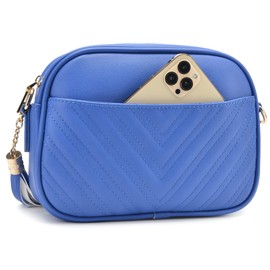 Lola Mae Bandolera acolchada, diseño de moda, Azul Rey-Azul, Small