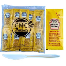 Gift Set – Yellow Mustard Packets 25 Count (5.6g Each) with Spreader in Resealable Slide Seal Bag by CMC Products (25 Packets, Mustard)