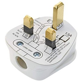 AXIOM 13Amp Fused Mains Plug top, UK 3A to BS1363 Mains 3-Pin, White, Single CE Certified (5)
