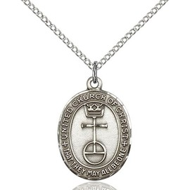 Heartland Store Women's Sterling Silver United Church of Christ Medal with 18" Sterling Silver Chain| USA Made