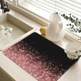 Pink Black Gradienr Electric Stove Top Cover Protector-Glitter Glass Flat Top Stove Mat Oven Induction Cooktop Mats for Countertop Mats Heat-Resistant Dish Drying Mat
