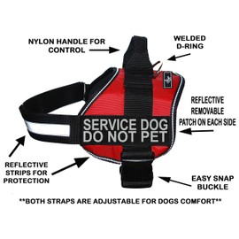 Doggie Stylz Service Dog Harness Vest Comes with 2 Reflective Service Dog DO NOT PET Patches. Please Measure Dog Before Ordering (Girth 19-25", Red)
