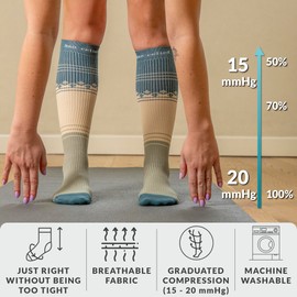 360 RELIEF Compression Socks for Women & Men - 15-20 mmHg Travel Flight Socks – Graduated Support - Ideal for Running, Cycling & during Maternity - L/XL, Green with Laundry Bag