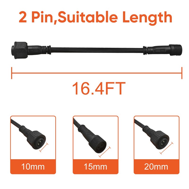 TINSUM Solar Extension Cable 5m16.4 Feet Extender Wires Cords Two