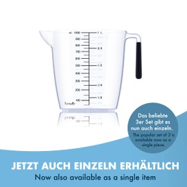 Panteer ® Measuring Jug 1 L – Heat Resistant and Dishwasher Safe up to 90 Degrees – Ideal as a Kitchen Aid and Baking Accessories – Made of Plastic BPA Free