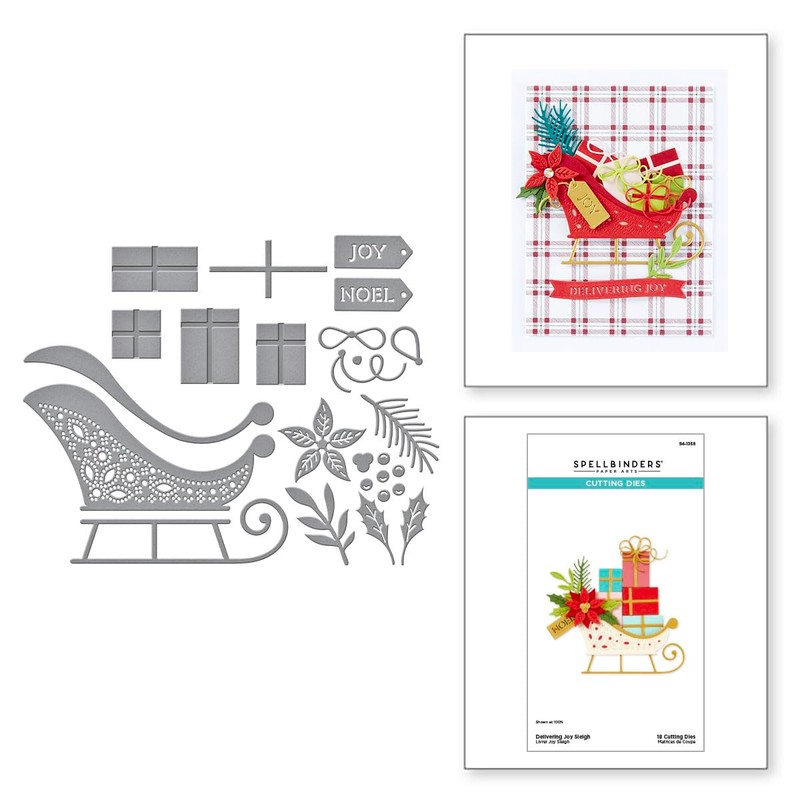 Spellbinders S4-1358 Delivering Joy Sleigh Etched Dies from The Handmade