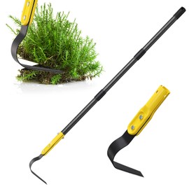 Garden Hoe Tool, 77 Inch L Shaped Hoe Garden Tools with Adjustable Long Handle for Weeding, Loosening Soil,Trenching, Heavy Duty Crack Crevice Weeding Hoe Hand Garden Tools for for Gardening Planting