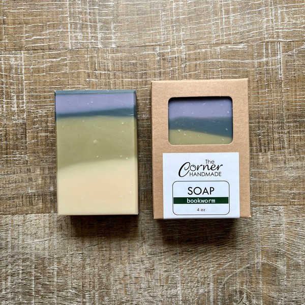 The Corner Handmade Bookworm Soap Bar, Cold Process Natural Soap,