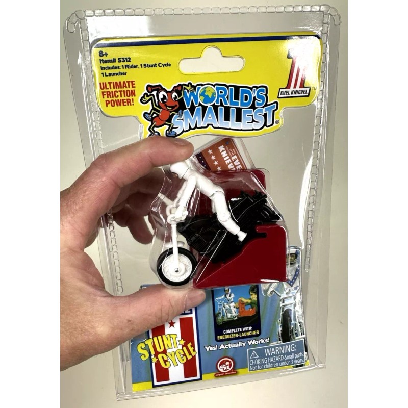 Super Impulse WORLDS SMALLEST Evel Knievel Stunt Cycle Toy- Energizer
