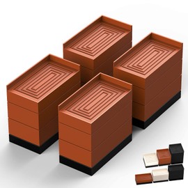 Furniture Risers, Tclouda Bed/Sofa/Desk/Table/Chair Leg/Fridge Lifts to 1.5, 3 and 4 in, Rectangle Adjustable Risers Blocks for Extenders, Heavy Duty Supports Up to 1300 Lbs, 4 in-Brown-Rectangle