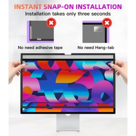 PYS Privacy Screen for iMac 24 Inch 2021/2023/2024 (M1/M3/M4 chip), Reusable & Removable, Privacy Filter for iMac All-in-One Desktop Computer and Anti-Glare Protector