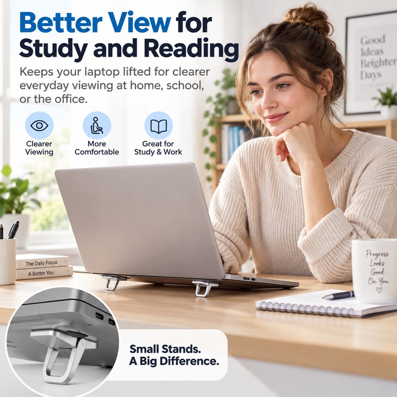 Mini Laptop Stand for Desk – 2-Piece Aluminum Alloy &