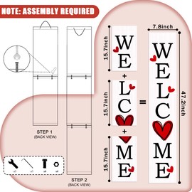 Valentine Day Vertical Porch Sign for Welcome Front Door Rustic Tall Welcome sign for Front Porch Standing Farmhouse Door Porch Decoration- 47.2"H