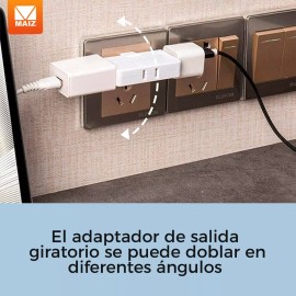 Maíz 3pz Adaptador Enchufe Bisagra Multicontacto Giratorio 180°