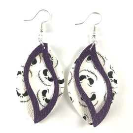 Jack Skellington 2 Inch Faux Leather Nightmare Before Christmas Earrings Layered