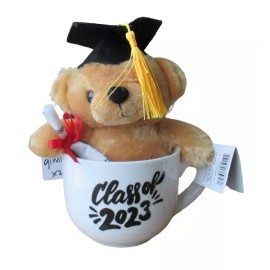 Modern Expressions Class of 2023 Graduation Mug w/6" Plush Bear- Diploma & Graduation Cap 14.5 oz