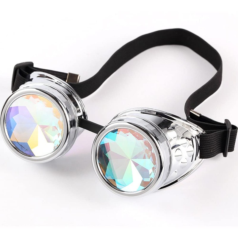 Kaleidoscope Goggles for Raves Trippy Psychedelic Steampunk Glasses with Rainbow