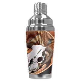 Mugzie 20 Ounce Stainless Steel Cocktail Shaker/Martini Shaker with Wetsuit Cover - Skull in a Bowl