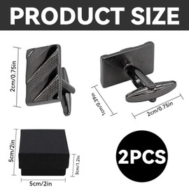 Wjelet Cufflinks for Men Handcrafted Black - Carbon Fiber Rhodium Plated Gun Metal Square Cuff Links Set for Wedding Business Shirt Gift