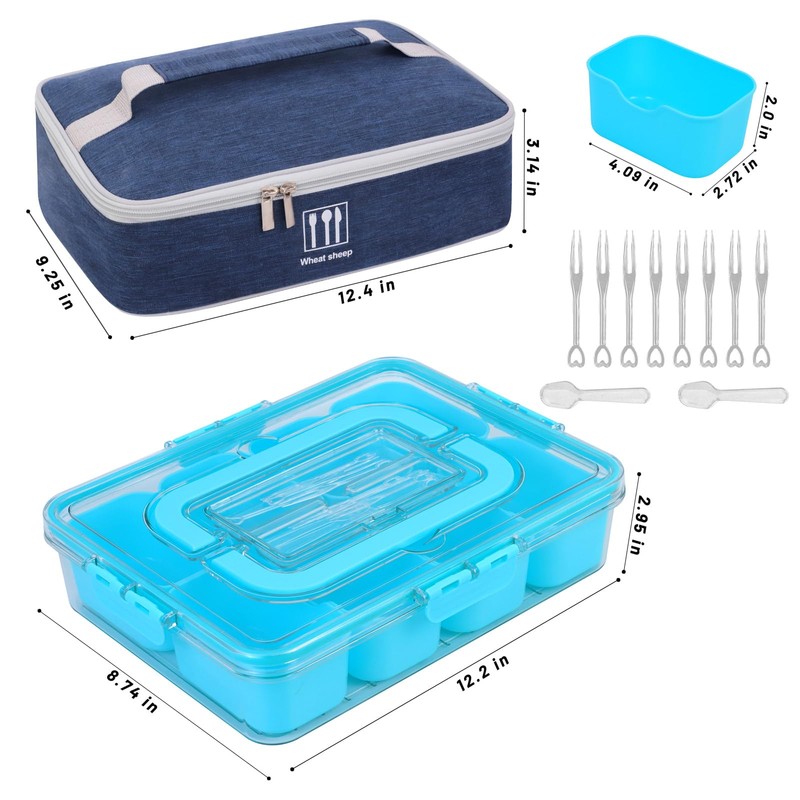WETRBWEH Snack Box Container with Insulated Cooler Bag, Divided Serving