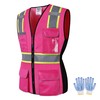 JKWEARSA Women Safety Vest, High Visibility Reflective Mesh Work Vest