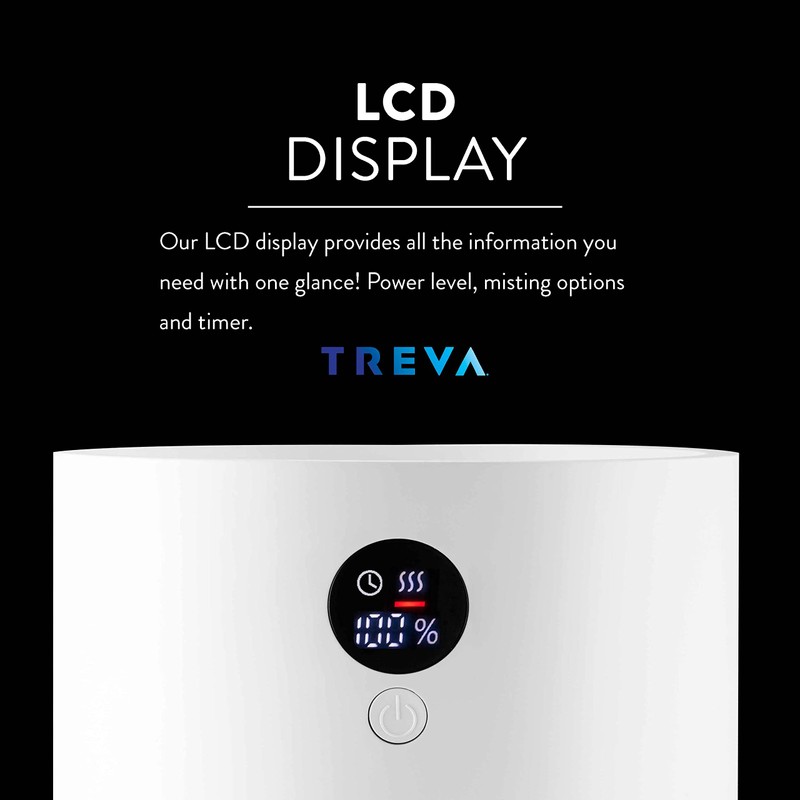 TREVA Portable Cool Mist Humidifier 2 Liter Capacity Rechargeable Battery