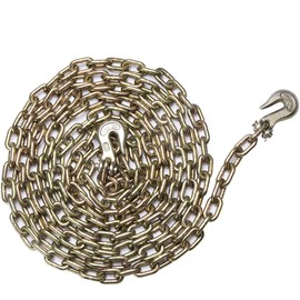 Heavy Duty G70 Binder Chains, Size 5/16in, 3/8in, 1/2in, Yellow Zinc Plated Steel Heavy Duty Tow Chain with Grab Hooks, Truck Trailer Chain (5/16in25ft)