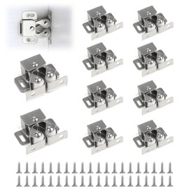 AHRLIC 10 Pcs Steel Door Catch Set with Screws – Heavy Duty Adjustable Roller Latch for Cabinet, Wardrobe, Cupboard, Drawer, Closet – Durable Steel Fasteners for Smooth, Quiet, Secure Door Operation