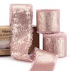 Keypan Rose Gold Chiffon Ribbon, Shimmery Gold Silk Ribbon Frayed