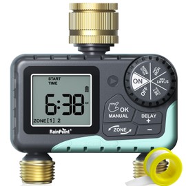 RAINPOINT Hose Timer 2 Zone Brass Inlet and Outlet