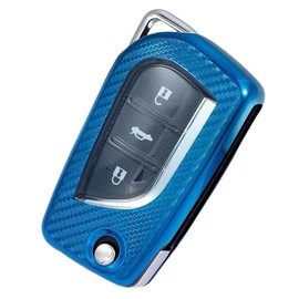 REMOTE CAR KEY CASE COVER SUITABLE FOR TOYOTA YARIS AYGO AURIS RAV 4 KEY CASE COVER FOB REMOTE TPU 2 & 3 & 4 BUTTON (Blue)