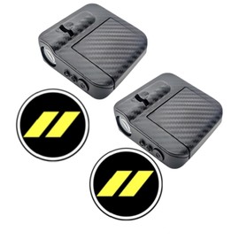 2PCS Carbon Fiber Car Door Lights Projector Car Wireless Door Welcome Light Compatible with Dodge Challenger Charger SRT RAM (yellow)