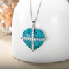 SHINYKEND Turquoise Heart Necklace with Cross for Girls Women, 925