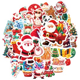 50PCS Christmas Stickers, Non-Repeating Vinyl Waterproof Holiday Stickers, Holiday Gifts for Kids and Teens, Xmas Party Favorite Christmas Sticker Decorations (C)
