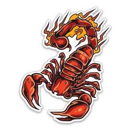 GT Graphics Red Scorpion on Fire - 3" Vinyl Sticker - for Car Laptop I-Pad Phone Helmet Hard Hat - Waterproof Decal