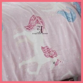 EXQUIZIT HOME Teddy Bear Children Fleece Unicorn Duvet Quilt Cover Bedding Set With Matching Pillowcase Warm Cosy Winter Kids Unicorn Pink Double 200cm x 200cm Approximate
