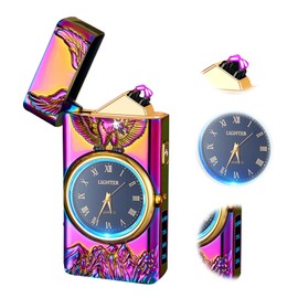 TIKIUKI - Encendedor de plasma recargable por USB con visualización LED, encendedor de arco con esfera de reloj, visualización de hora y encendedor fresco para el día del padre (color )