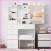 Yamissi Makeup Vanity Set with LED Lighted Mirror and Charging