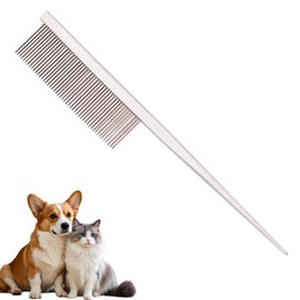 Grooming Pet Comb Rat Tail Dematting Cat and Dog Comb，Rounded Ends Design for Safe Tangle Removal, Hairstyling, Massage，Loose Hair Removal，Prevent Irritation，Fluffing Paws,Face,Tail,Remove Tear Stain